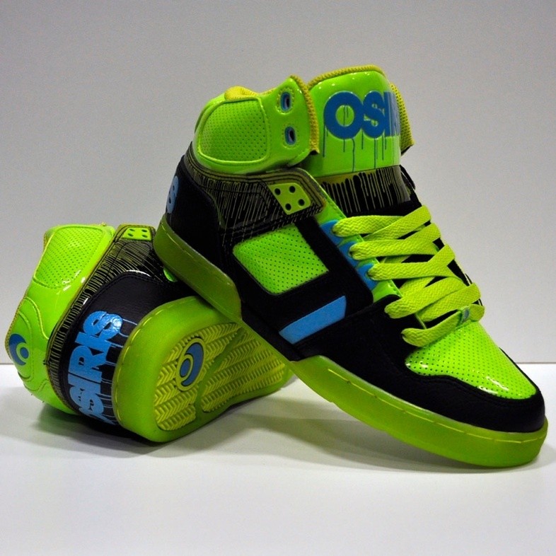 OSIRIS NYC 83 BRONX LIME CYAN BLACK MENS SKATE TRAINERS HI TOP SHOES