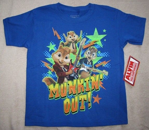 ALVIN and The CHIPMUNKS *Munkin Out* Blue Tee T Shirt sz 7/8