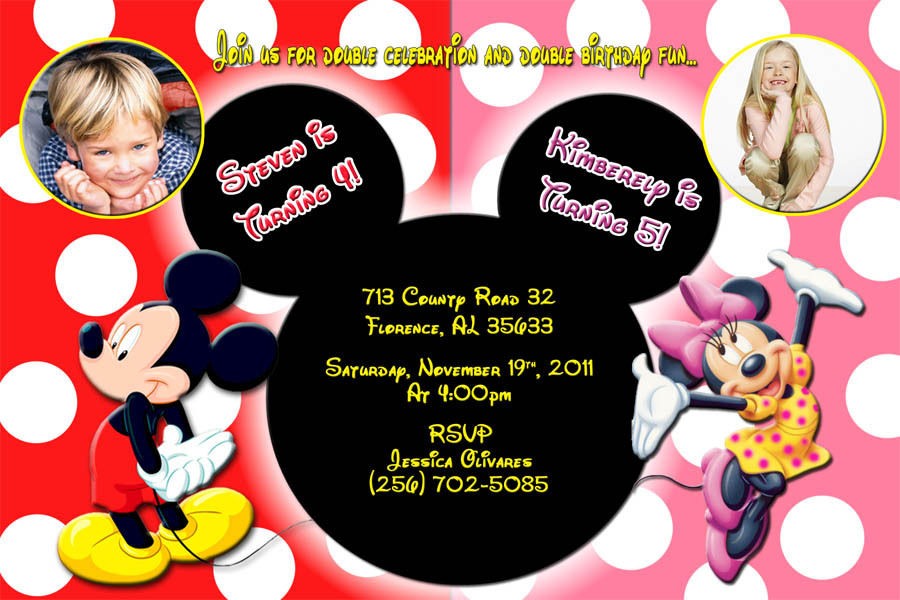 Mickey Minnie Mouse Custom Birthday Party Photo Invitations More 