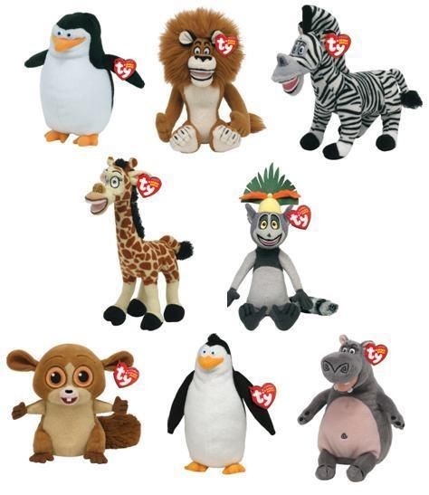 TY BEANIE BABY ~ MADAGASCAR SERIES ~ CHOOSE YOUR CHARACTER SOFT PLUSH 