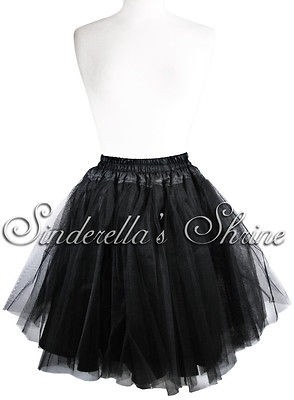 Black HELL BUNNY ~NaTHaLie~ 20 Petticoat Knee Length Stiff Net Tutu 