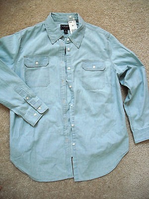 CHAPS DENIM Light Chambray Button Front Shirt    Size XL NWT