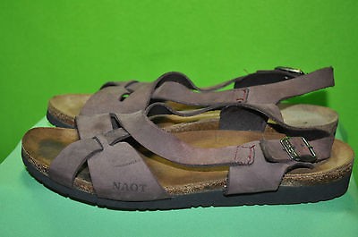 NAOT LEATHER OPEN TOE COMFORT SANDALS CORK HEEL HIPPIE STYLE JESUS 