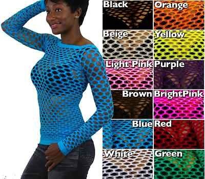 Erotic Fishnet Tops Longsleeve Blouses Womens Shirts Dancing Pick 