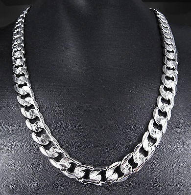 Perfect Size Bling 13mm Width 22K White Gold GP Chain 24 Link Chain 