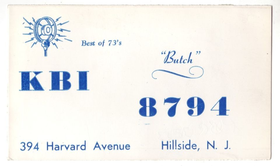 qsl cb radio card new jersey nj hillside 394 harvard