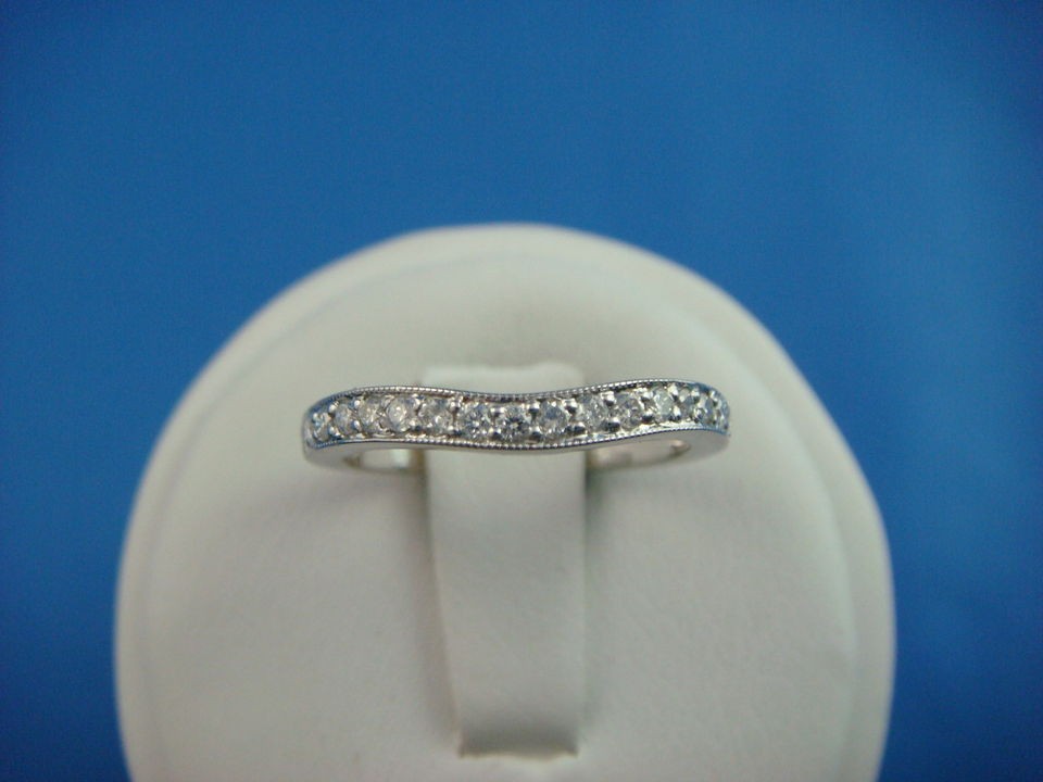 14K DIAMOND CURVED THIN WEDDING BAND 16 PAVE SET DIAMONDS WITH 