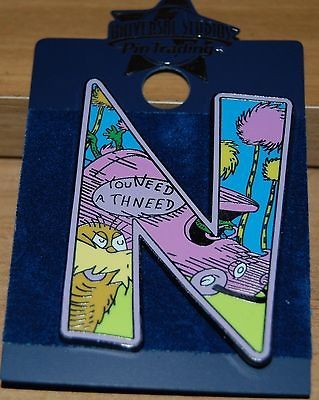 DR Seuss Alphabet PIN Letter N The Lorax Universal Studios PIN