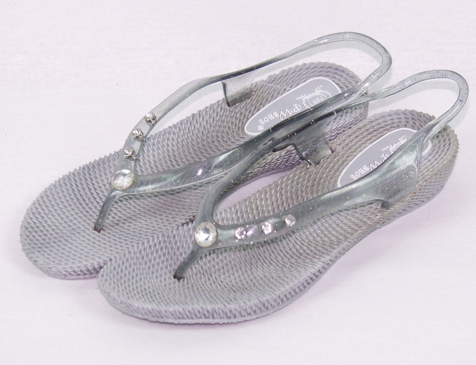 Womens Soft Jelly Flip Flops Crystals Sport Sandals Shoes Thongs 