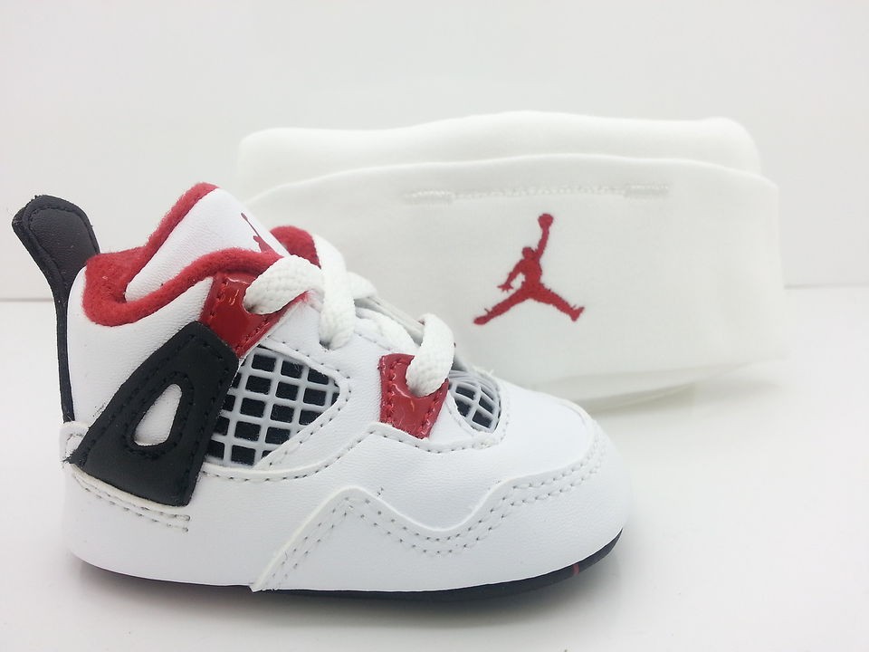 487219 110] Infants Baby Crib Air Jordan 4 Retro Fire Red w/ Cap Gift 