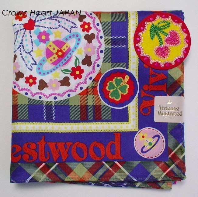   Westwood Cotton Scarf / Bandana Tartan Check Orb Skull Cherry Rare