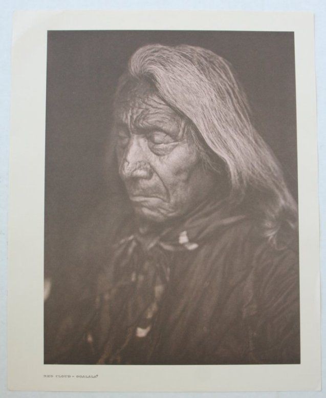 Vintage Print~Edward S. Curtis~RED CLOUD OGALALA~Indian~Native 