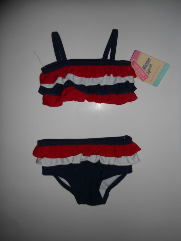 GIRLS OSHKOSH SWIMWEAR PATRIOTIC 2 PC SWIMMING SUIT BIKINI SIZE 6 