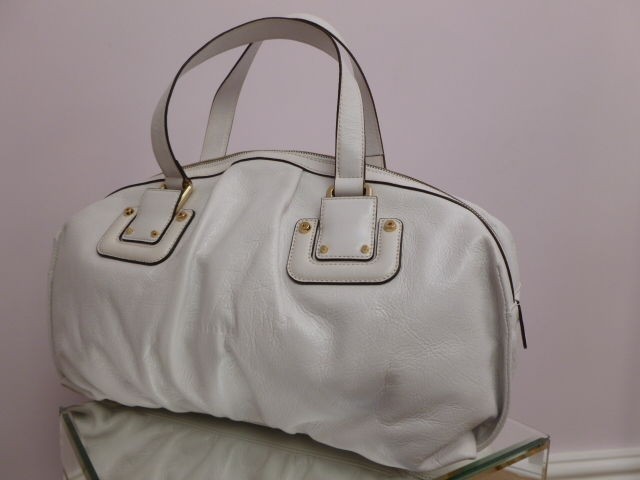 coccinelle white leather oversized handbag