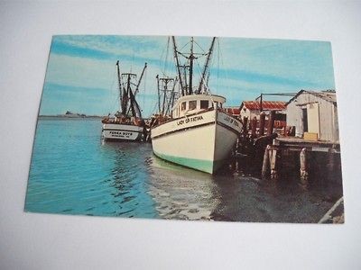 FISH AND SHRIMP BOATS BRUNSWICK GEORGIA HARBOR DOCKS MARINA VINTAGE 