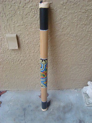 AWESOME 40 LONG ABORIGINAL STYLE BAMBOO RAINSTCK WITH DOT PAINTING 