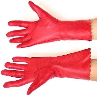 SEXY DOMINA RED KID LEATHER GLOVES   LEDERHANDSCHUHE   HALF LONG NO 