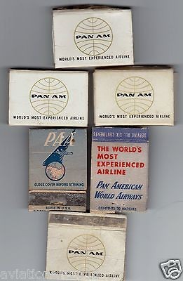 pan american pan am set of 6 match boxes 747