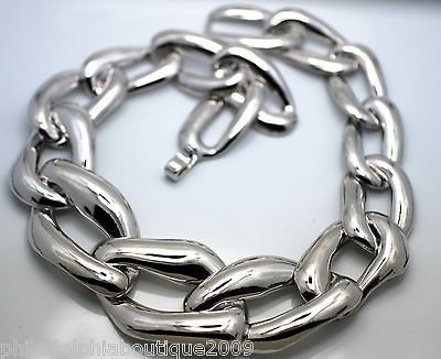 Rachel Zoe Make a Statement Silvertone Bold Chunky Link Chain Necklace 