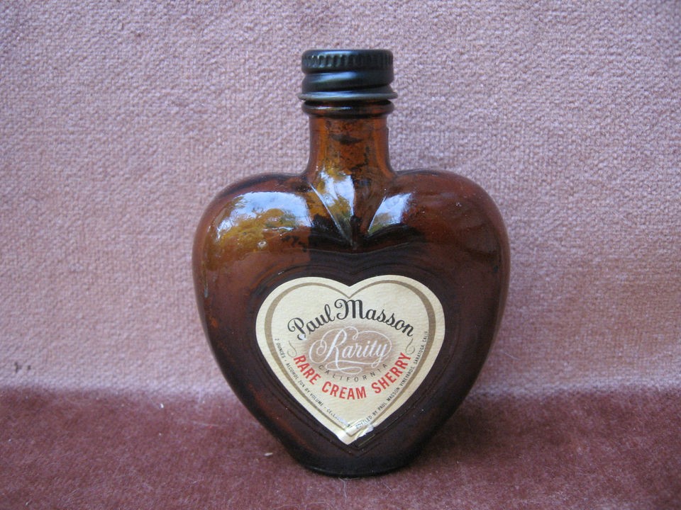   Mini Bottle Paul Masson Brown Glass Bottle Wedding Favor Pat & Tom1963