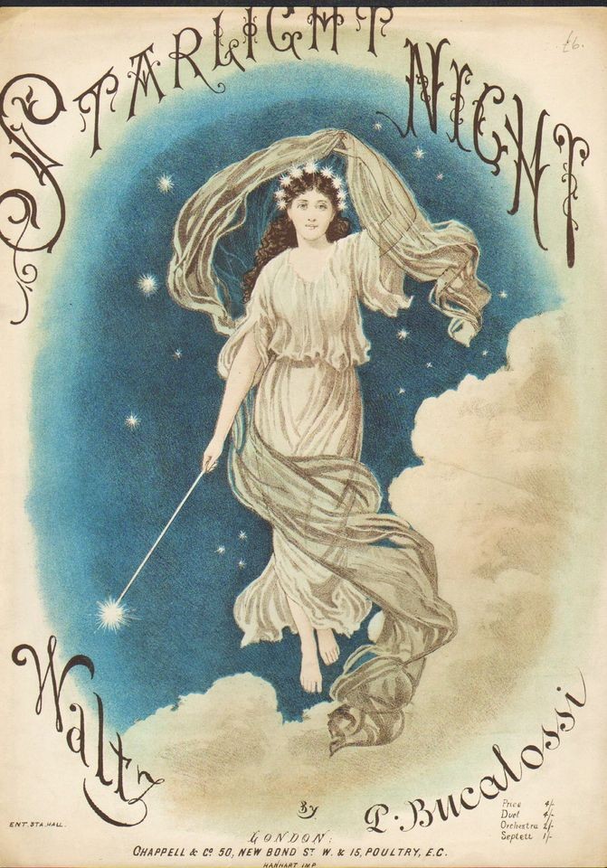 Starlight Night 1887 HANHART Pretty ANGEL Lithograph Cover Only 