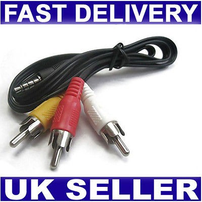 5mm Jack to 3 RCA Phono Audio & Composite Video Cable Lead for Sony 