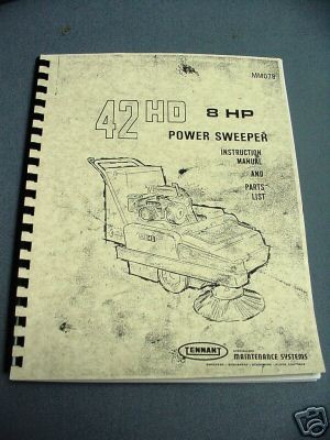 tennant 42hd power sweeper instruction parts manual 