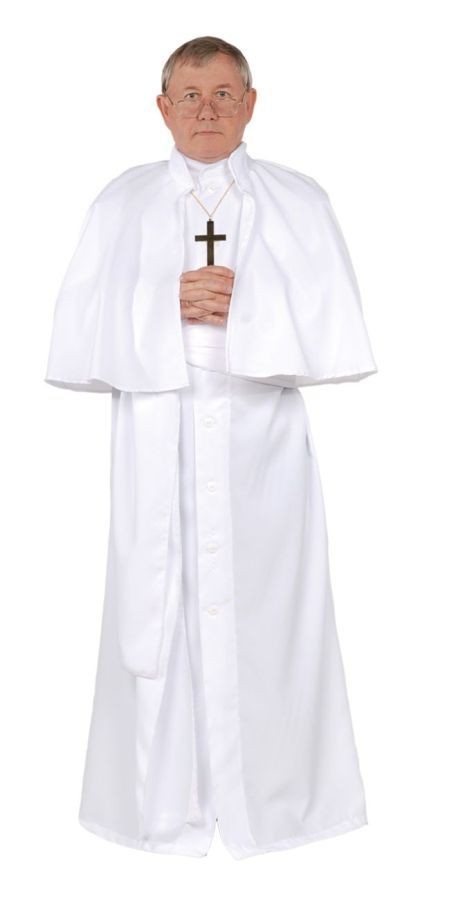 WHITE POPE ADULT COSTUMES CARDINAL CATHOLIC PRIEST FATHER MENS ROBE 