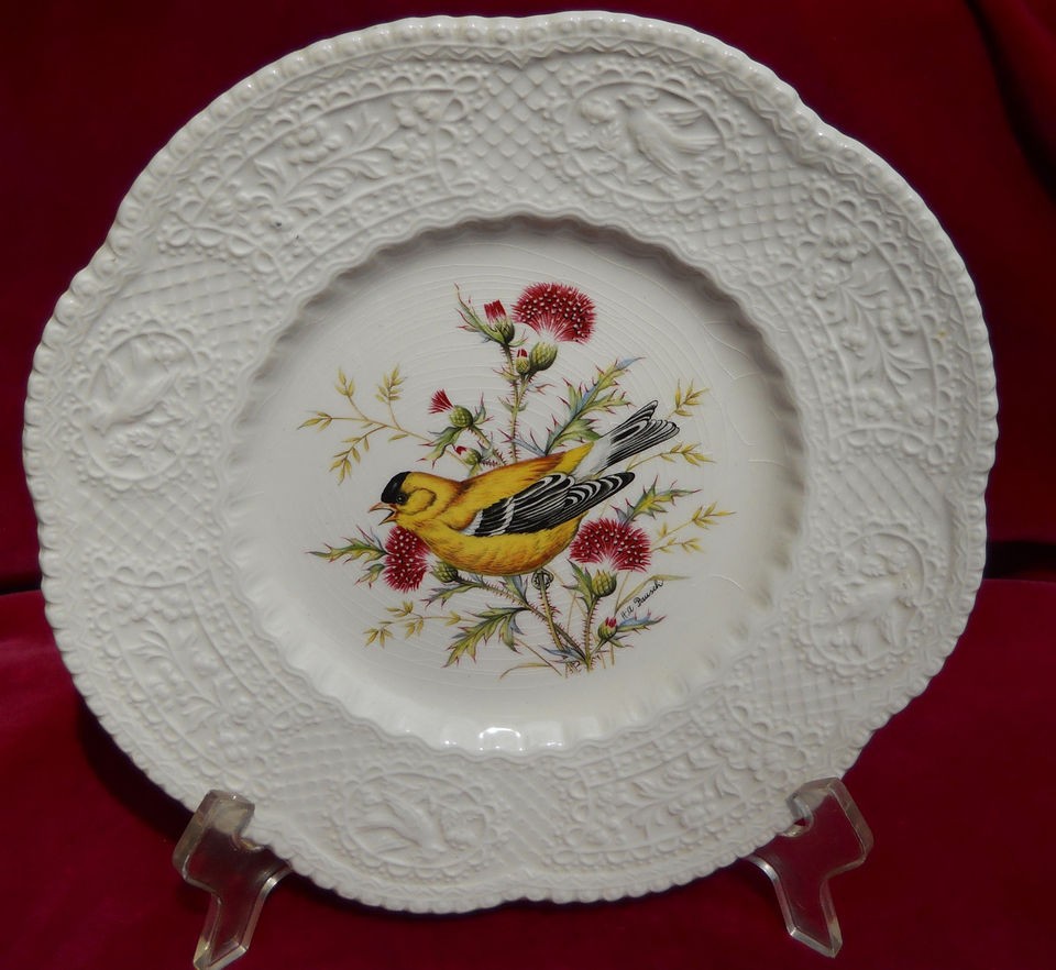   CAULDON AVIARY GOLDFINCH IRONSTONE LUNCHEON PLATE BIRD ENGLAND PAUSCH