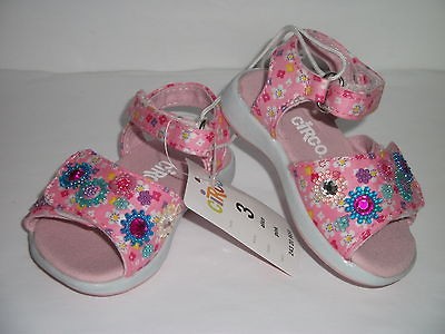 Baby Girls Pink Beads Sandals Size 3 NEW Circo Velco Gems Beads Alice