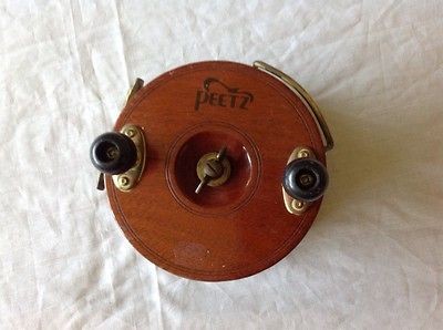 VINTAGE PEETZ MFG.VICTORIA BC WOODEN &BRASS FIVE  RARE TROLLING REEL 