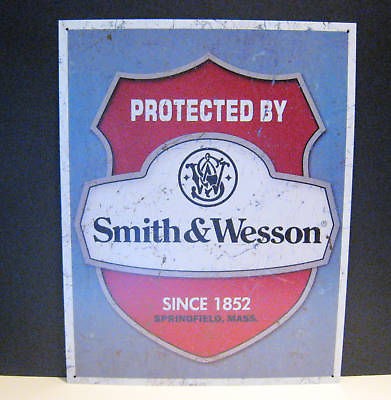 PROTECTED BY SMITH AND WESSON SINCE 1852 METAL SIGN