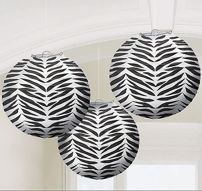 zebra print round paper lanterns 3  8