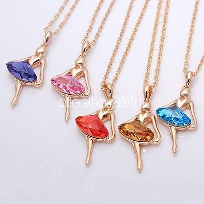 18k rose gold gp swarovski crystal ballerina pendant necklace 5