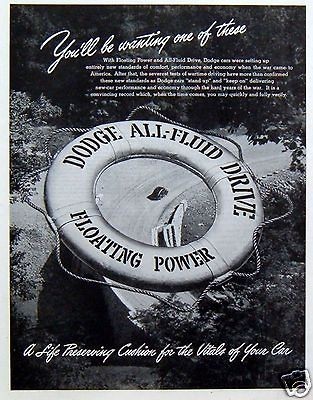 1945 Dodge All Fluid Drive Floating Power Life Preserver Cushion 