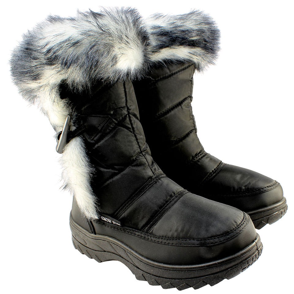 WOMENS WINTER SNOW SKI TOGGLE FUR LINED WATERPROOF JOGGERS MOON BOOTS 