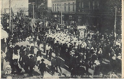 ORANGEMANS DAY BRANDON MANITOBA 1905 ROSSER AVE. PUB. WESTERN 