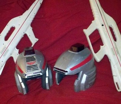 vintage laser tag rifles and helmets  5