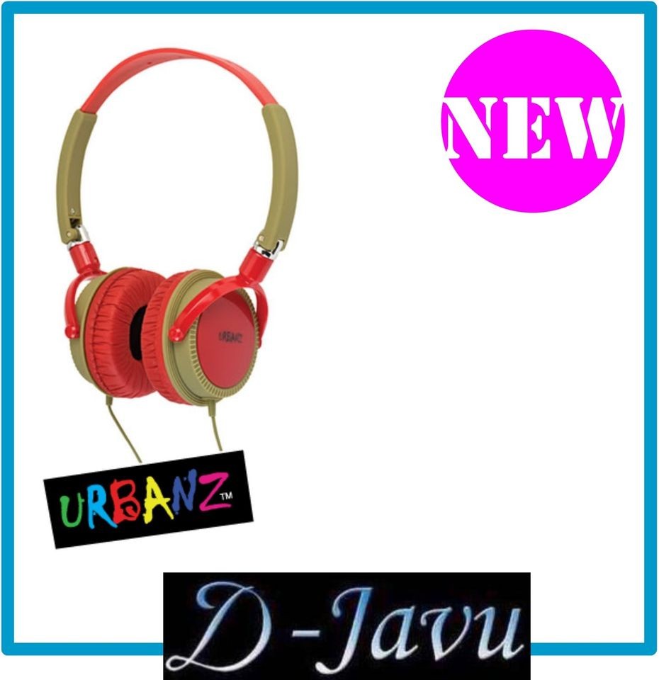 URBANZ HEADPHONE WILD DJ STYLE RED & KHAKI OVERHEAD STEREO FOLDABLE 