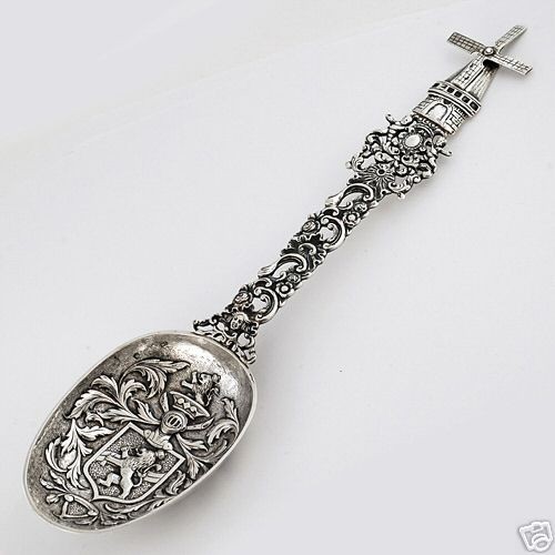 spectacular dutch windmill house silver souvenir spoon 