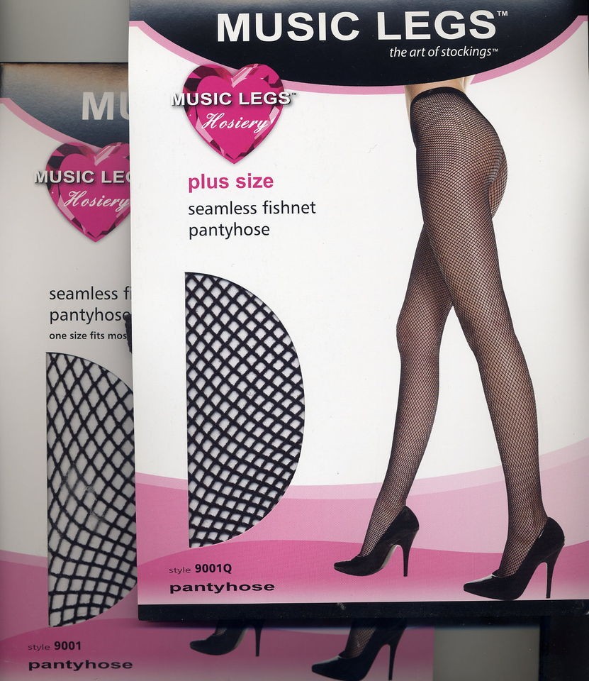 MU 9001 Tights Seamless Pantyhose Fishnet Stockings Black Size Reg or 