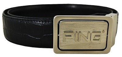 New Ping Golf   35mm Croco/Smooth Twist Reversible Plate Buckle Belt 