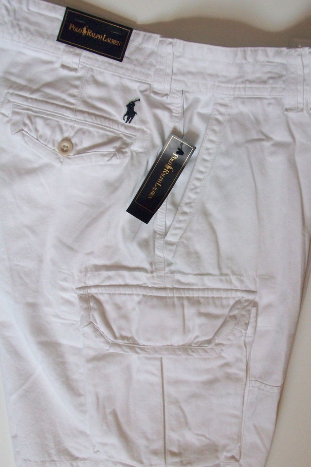 NWT POLO RALPH LAUREN GELLAR FATIGUE CARGO SHORTS WHITE W34 34 ★ $75 