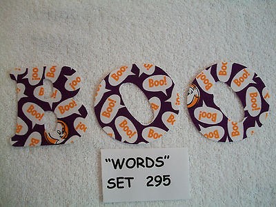 BOO   SET 295   PURPLE  DIE CUT IRON ON APPLIQUES   3 INCH LETTERS