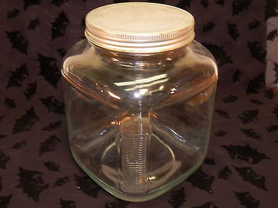 Vintage Ribbed Glass Cracker Cookie​s Chips Jar Canister w/Metal Lid 