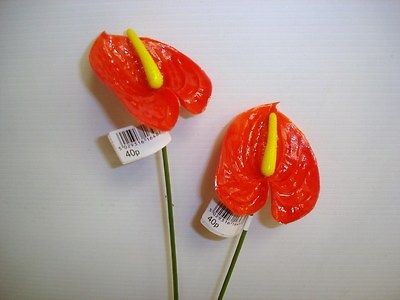 24 NEW STEMS MINI RED ANTHURIUMS ARTIFICIAL FLOWERS BULK BUY DEAL