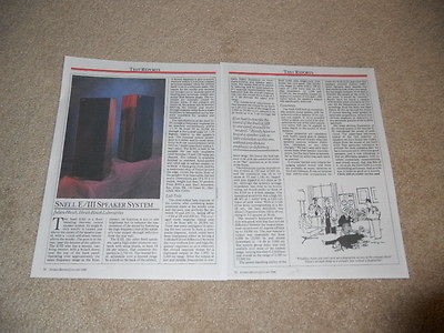 Snell E/III Speaker Review, 1990, 2 pg, Full Test, Rare Info