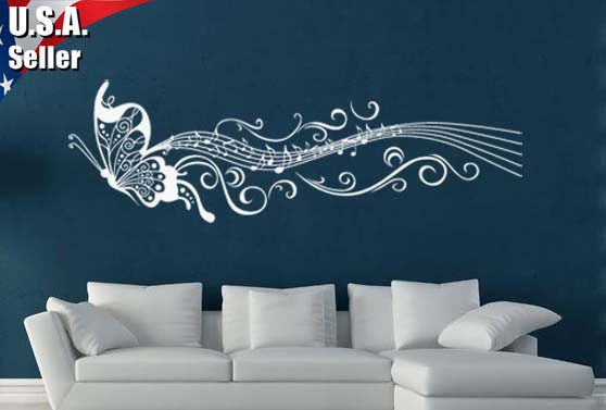 Wall Decor Art Removable Mural Vinyl Decal Sticker Music Butterfly 