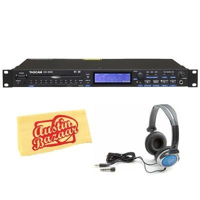 Tascam CD 500 1 Rack CD Player Bundle with Headphones and Polishing 