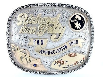 sterling 10k gold richard petty large belt buckle put any